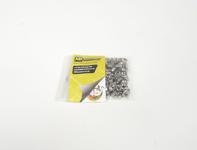 Universal Nut 4mm nyloc, stainless steel, Bag of 100