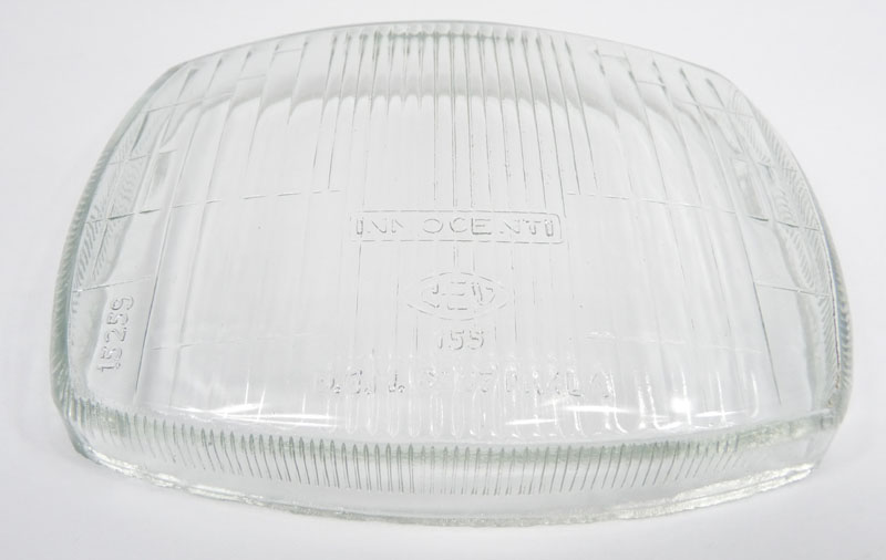 Lambretta Headset (handlebar) head light glass lens, Gp, marked Innocenti