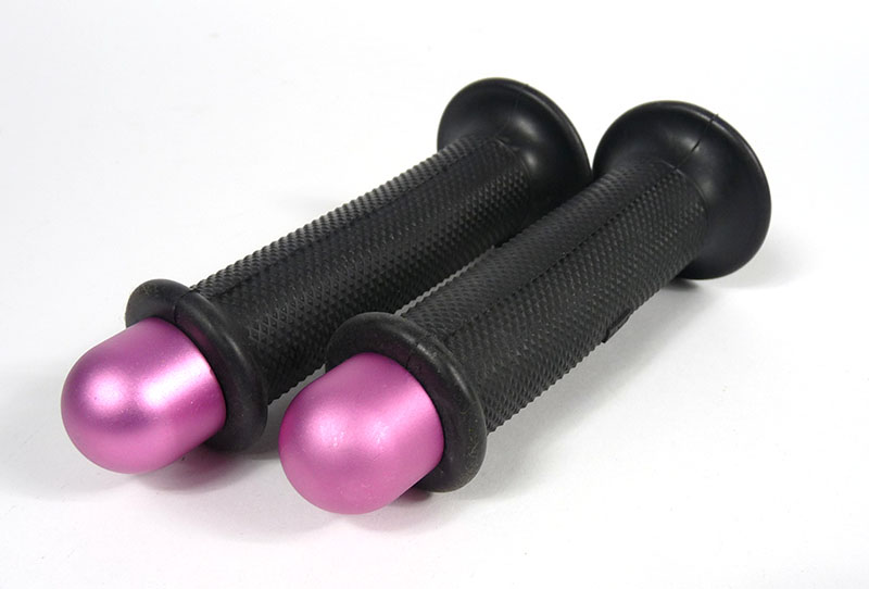 Lambretta Headset (handlebar) grips, Black, TZR type with Pink bar ends, Series 3, pair, MB