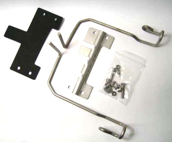 Lambretta Side panel spring clip, bracket and fastener kit (set) Gp, late Series 3, clip on type, stainless steel, MB