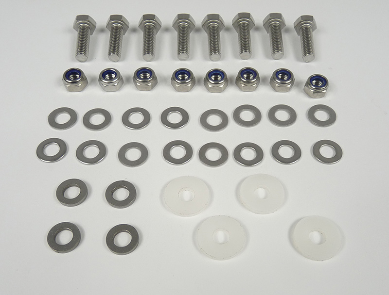 Lambretta Seat fastener kit with nylon and stainless washers, stainless steel, MB